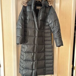 Eddie Bauer Women's Dark Gray Puffer Jacket with Fur Hood